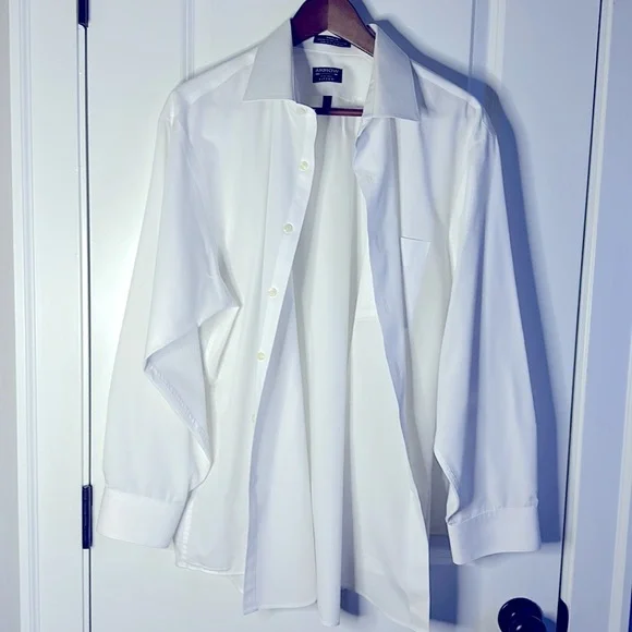 Mens Arrow Fitted Wrinkle-Free, Poplin Dress Shirt - White